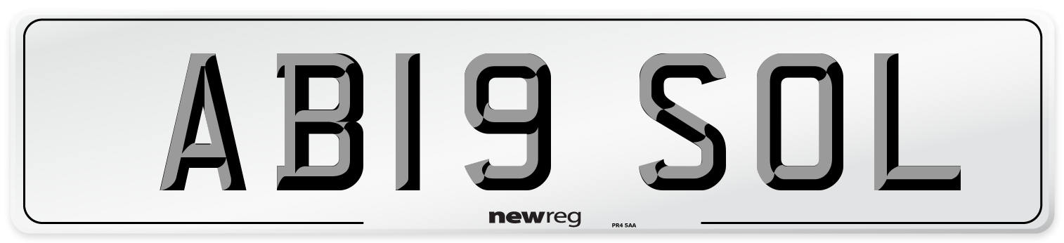 AB19 SOL Number Plate from New Reg